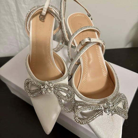 Rhinestone Bow Heels with Ankle Strap - Picture 2 of 6